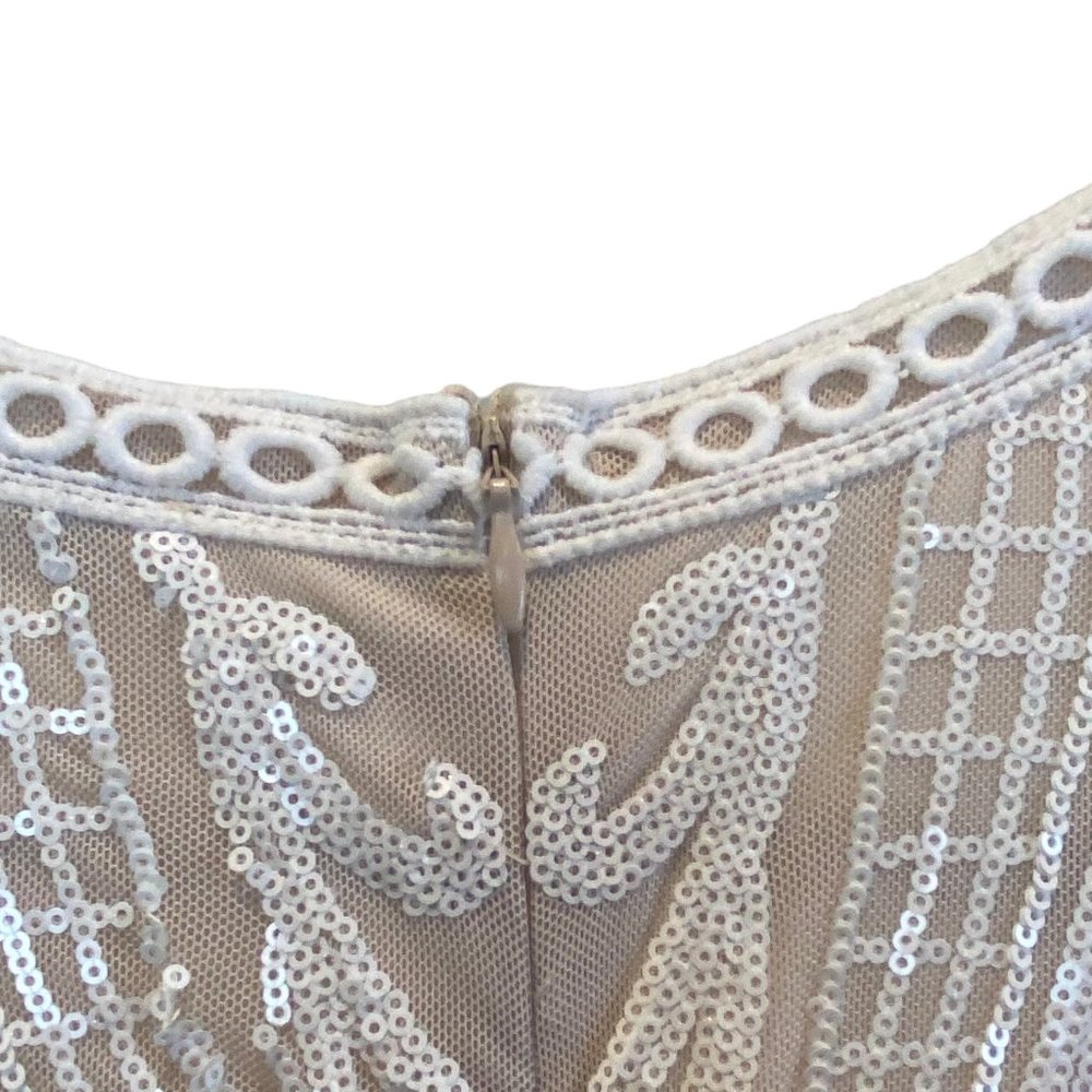 Endless Rose Beaded Brocade Dress Womens Size S White Sequin Nude lining - Picture 8 of 15